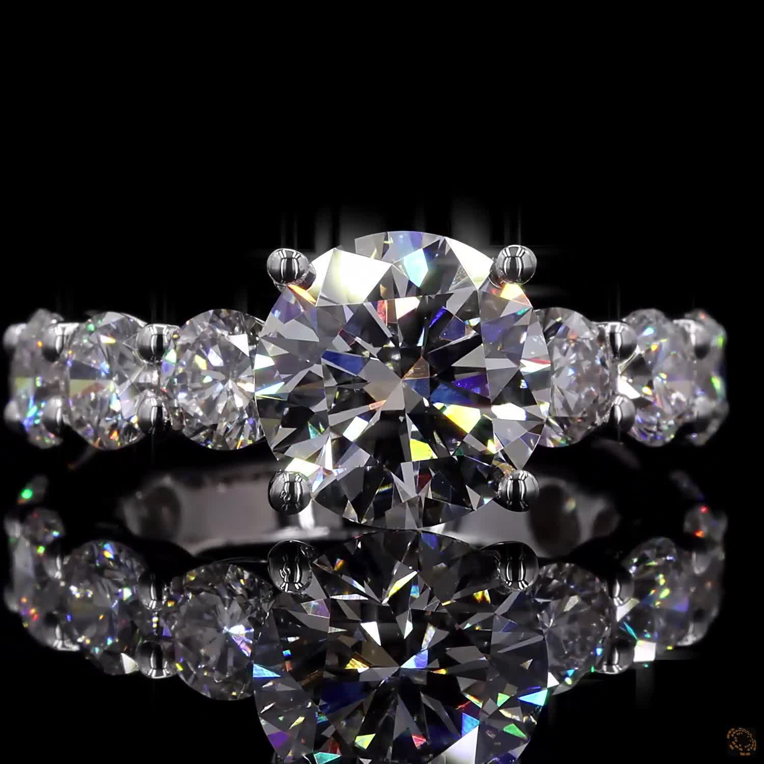 5.45 Ct Round Cut Lab Grown Diamond Ring  Pave Engagement Ring