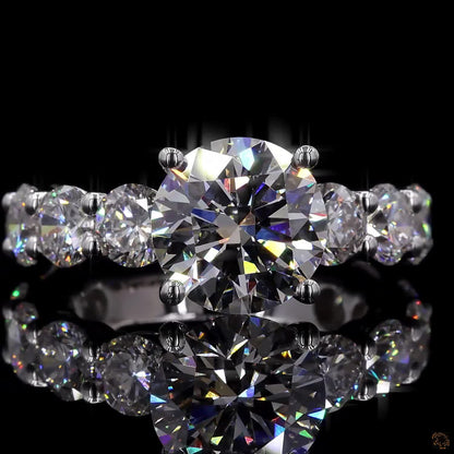 5.45 Ct Round Cut Lab Grown Diamond Ring  Pave Engagement Ring