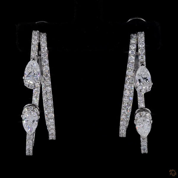 2.47 Cts Pear-Cut Diamond Drop Earrings in Luxurious White Gold