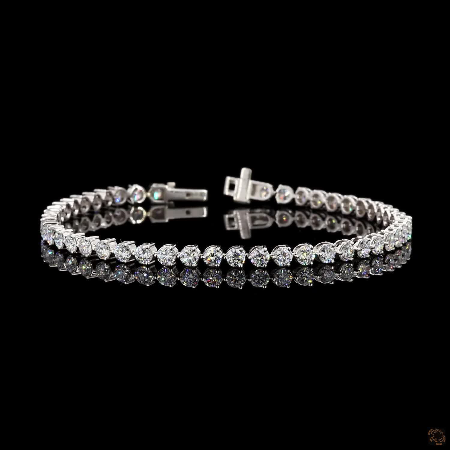 5.18 Ct White Gold Graduate Tennis Bracelet, Tapered Round Cut Eternity Line Bracelet, Timeless Fine Jewelry Gift for Her