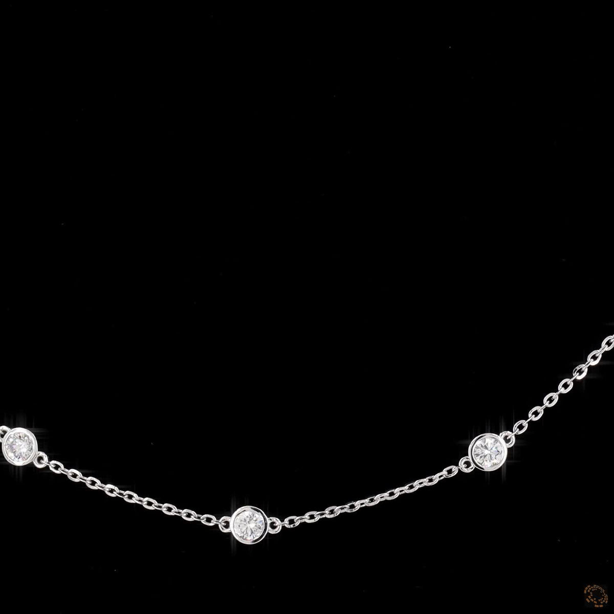 2.01 Ct White Gold Bezel Set Round Diamond Station Fashion Necklace