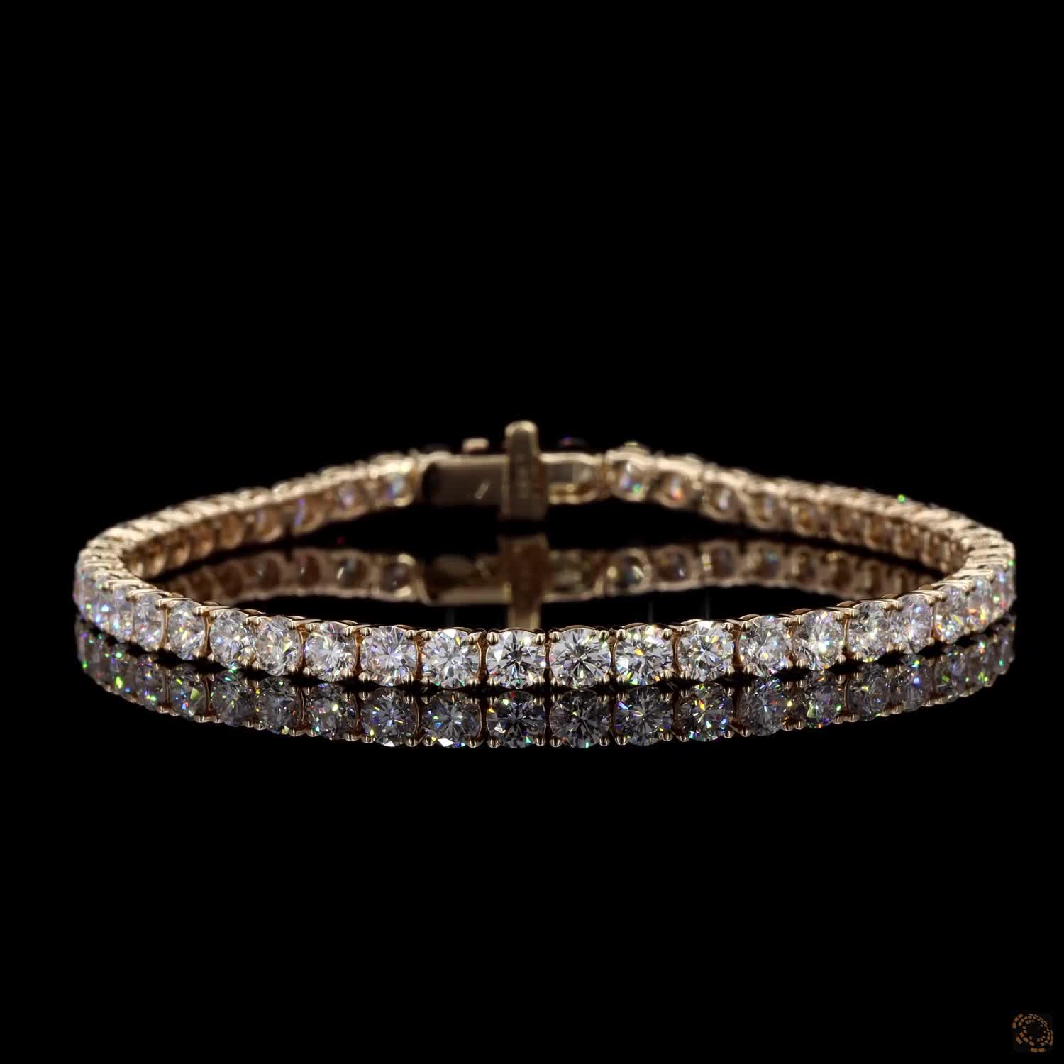 5.95Ct Diamond Tennis Bracelet Round 14K Yellow Gold