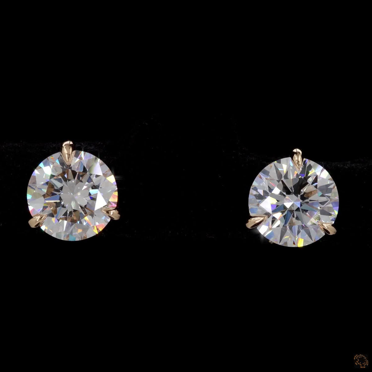 2.13 Ct Round Diamond Solitaire Stud Earrings, High-Polish 14K Yellow Gold 3-Prong Claw Martini Studs for Women