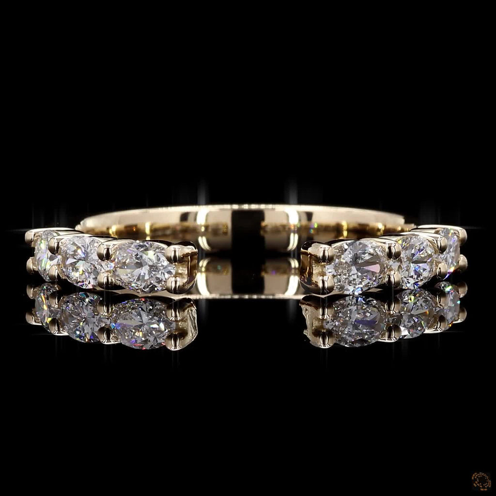 0.61 Ct Wedding Band Gold Gap Wedding Ring Oval