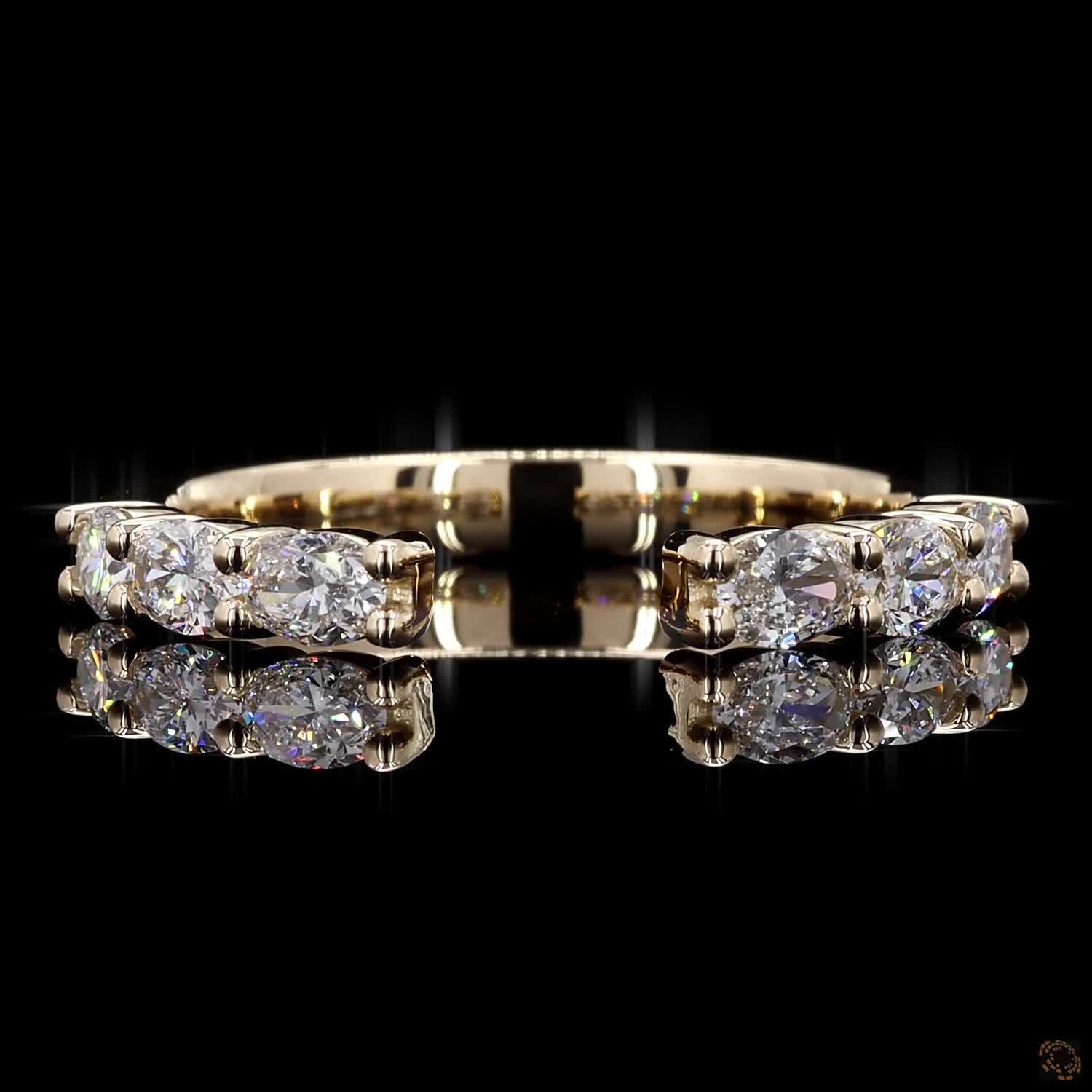 0.61 Ct Wedding Band Gold Gap Wedding Ring Oval