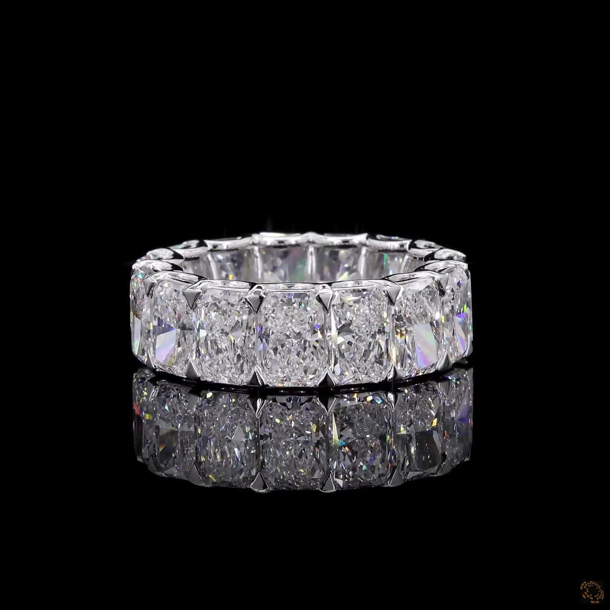 11.84 Ct Radiant Cut Lab Diamond Ring, White Gold Radiant Eternity Ring, Cushion Cut Eternity Band, Shared-Prong Radiant Band, Anniversary Eternity Ring
