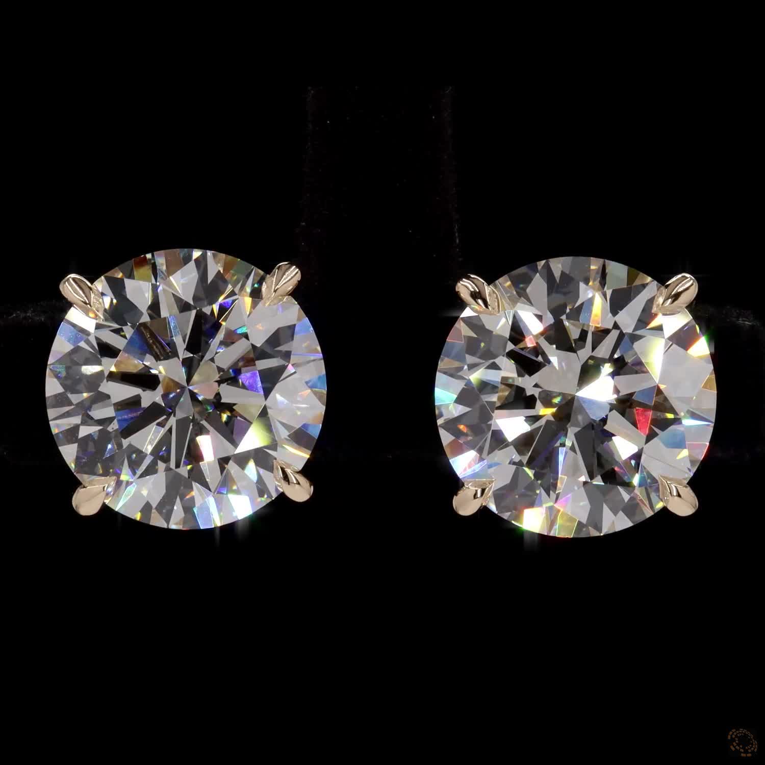 10.12 Ct Round Diamond Solitaire Stud Earrings, High-Polish 14K Yellow Gold 4-Prong Claw Studs for Women
