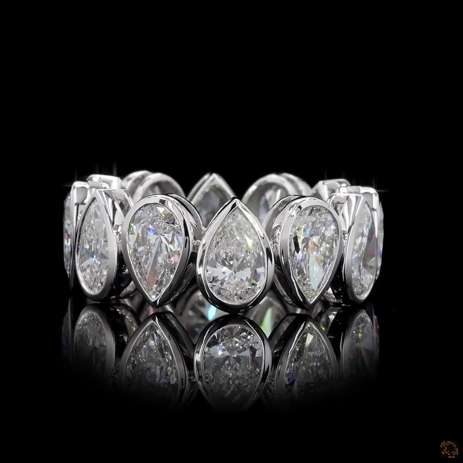 6.88 Ct Pear Cut Bezel Set Diamond Eternity Ring | 14K White Gold Lab Grown Diamond Band