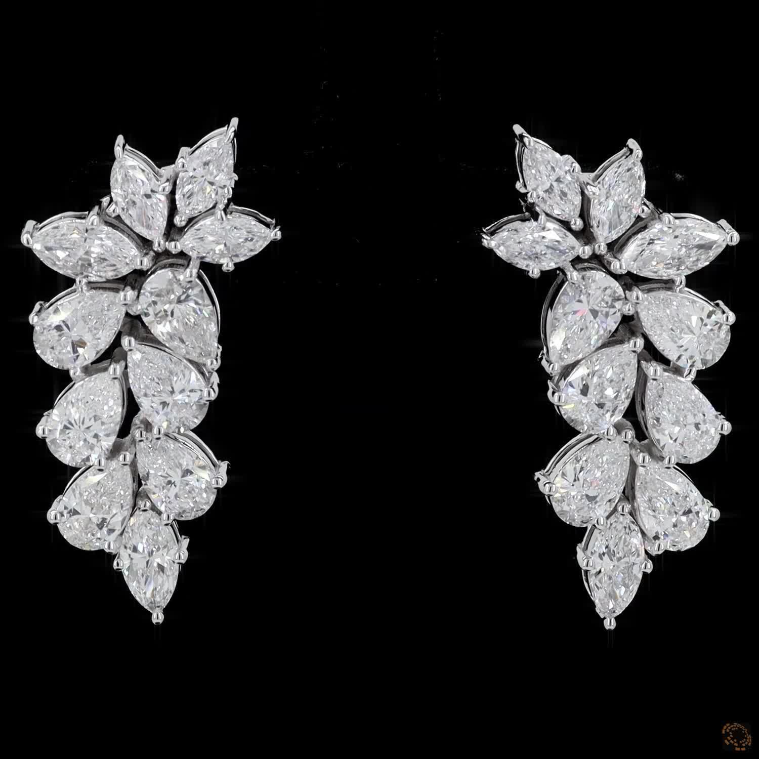 4.38 Ct High-clarity multi-shape diamonds marquise and pear cuts set at dynamic angles for multidirectional sparkle