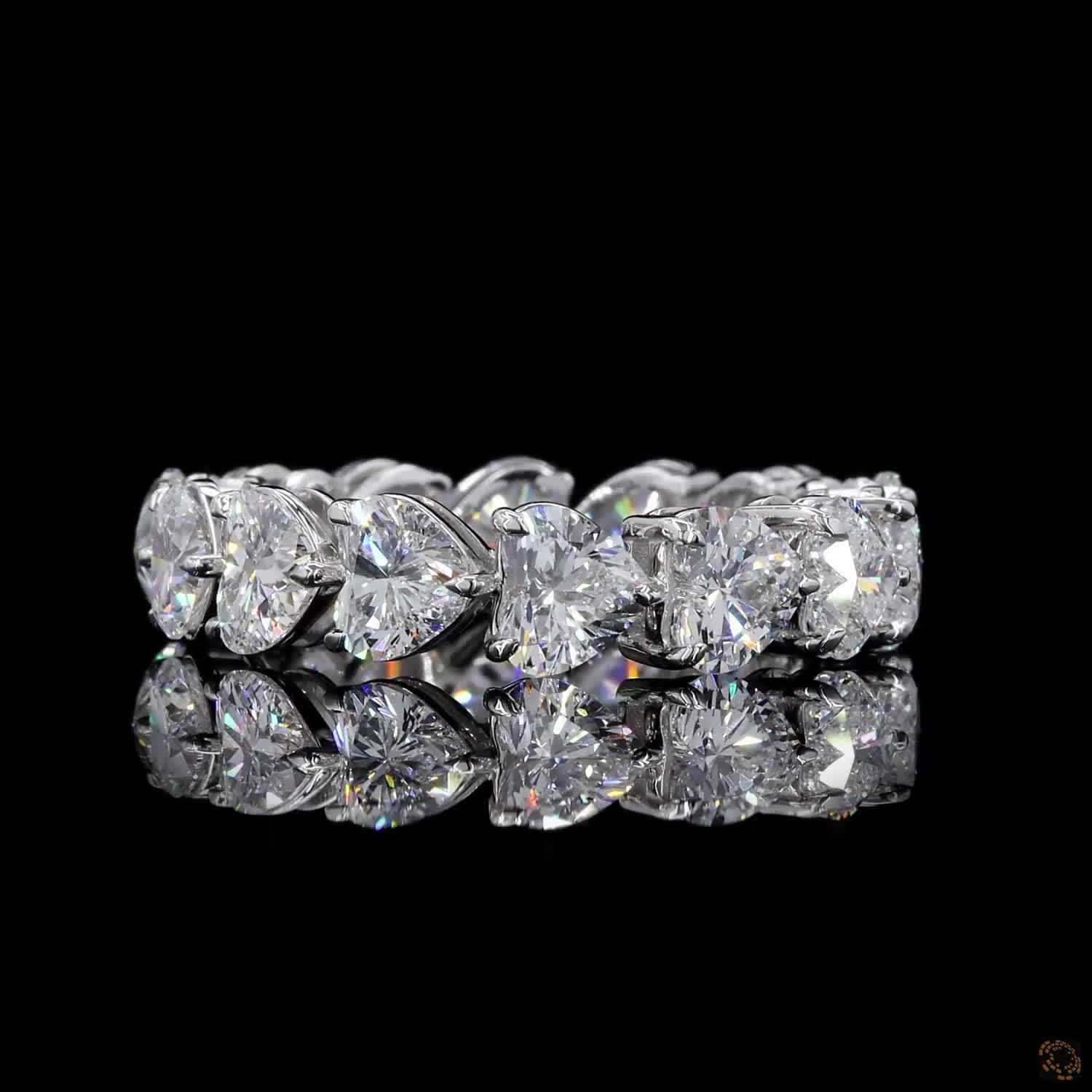 5.38 Ct Heart Shaped Diamond Eternity Ring | 14K White Gold Heart Cut Diamond Wedding Band for Women