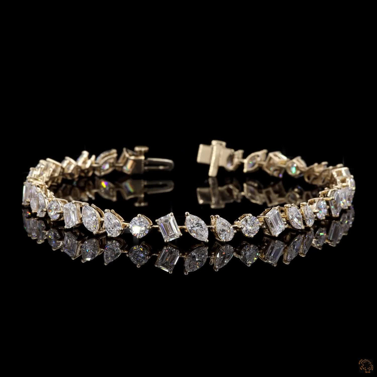 7.79 Ct Multi-Shape Diamond Tennis Bracelet in 14K  Yellow Gold
