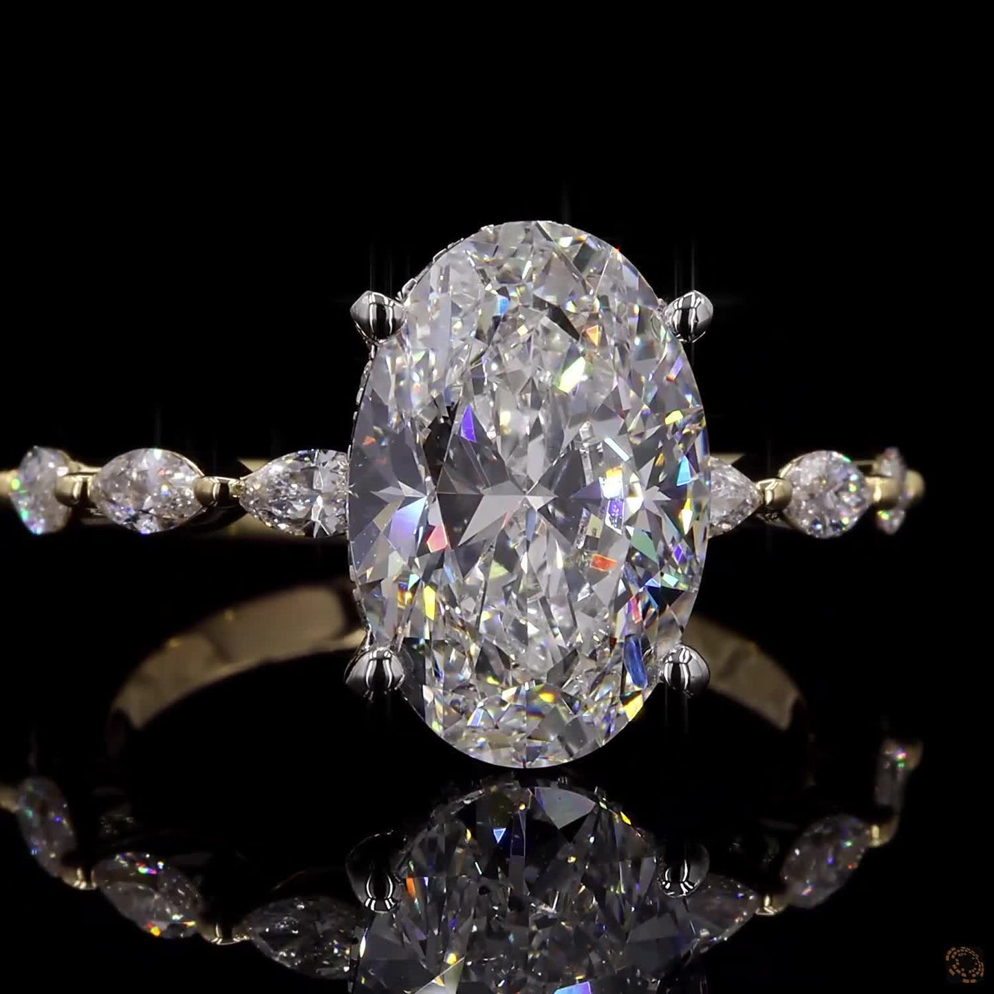 4.05 Ct Oval Cut Lab Grown Diamond Engagement Ring Set 