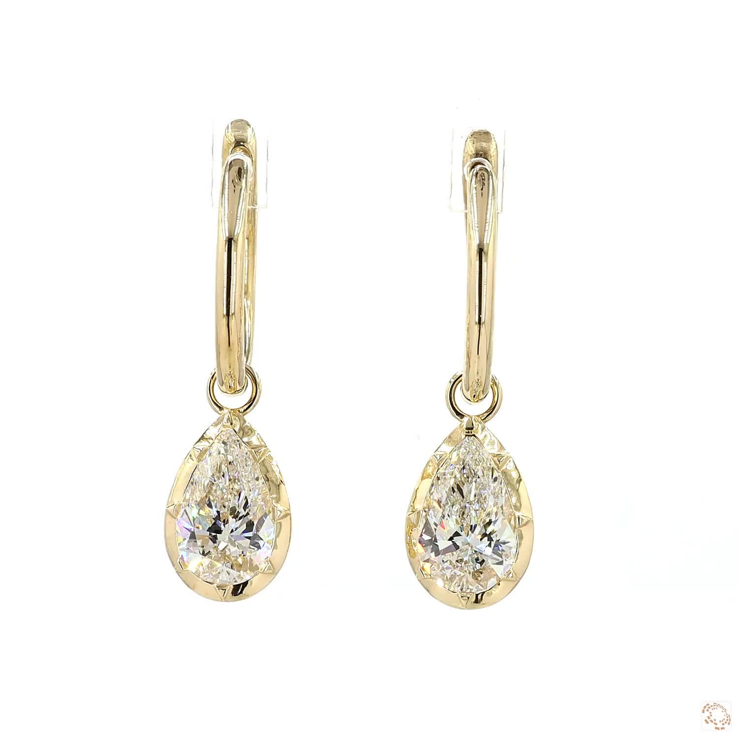 3.17 Pear Shaped Diamond Huggie Earrings | Fine Gold Dangle Jewelry