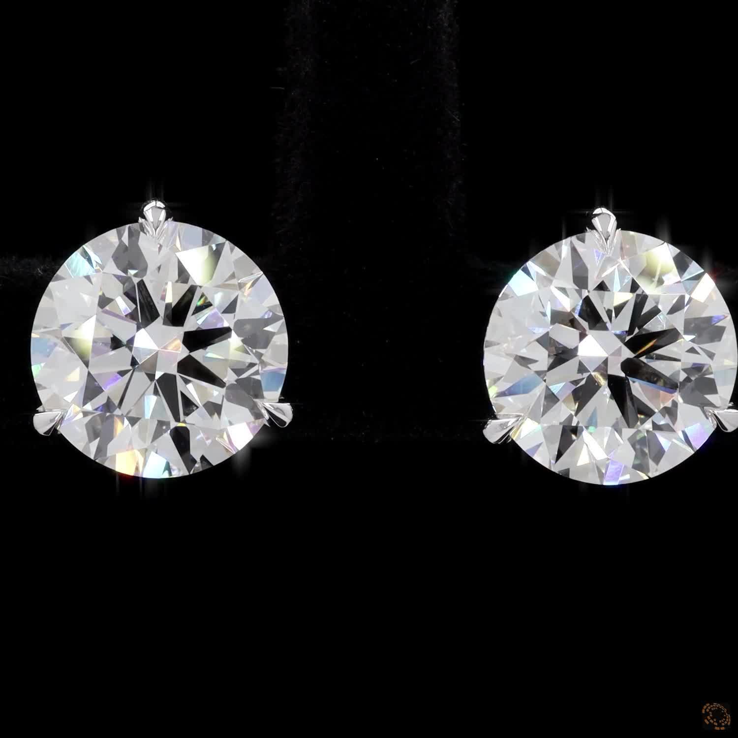 6.16 Ct 14K WHITE GOLD Round Shape Studs Earring