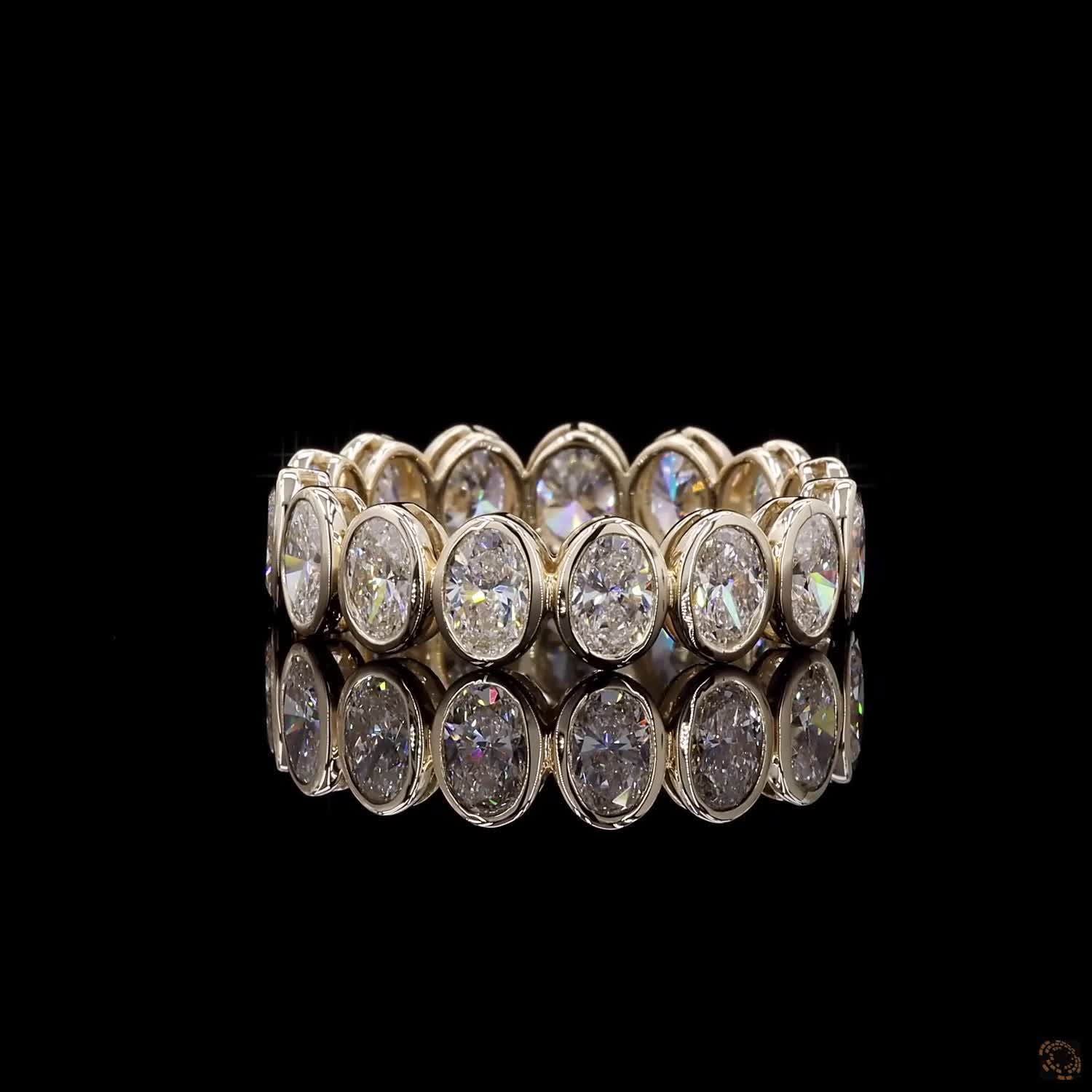 3.81 Ct Vertical Oval Cut Diamond Full Bezel Eternity Ring