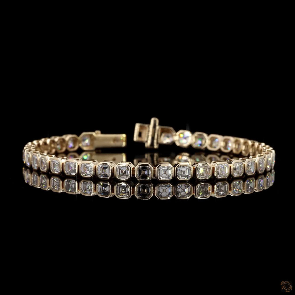 10.01Ct East-West Asscher Bezel Lab Grown Diamond Bracelet
