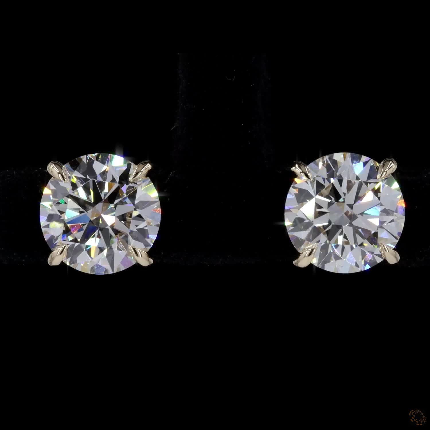 4.03 Ct Round Diamond Solitaire Stud Earrings, High-Polish 14K Yellow Gold 4-Prong Split Claw Studs for Women