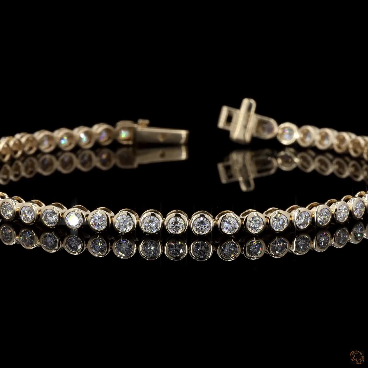 2.77 Ct Bezel Set Round Moissanite Tennis Bracelet in 14K Yellow Gold | Uniform Round Diamond Alternative Line Bracelet