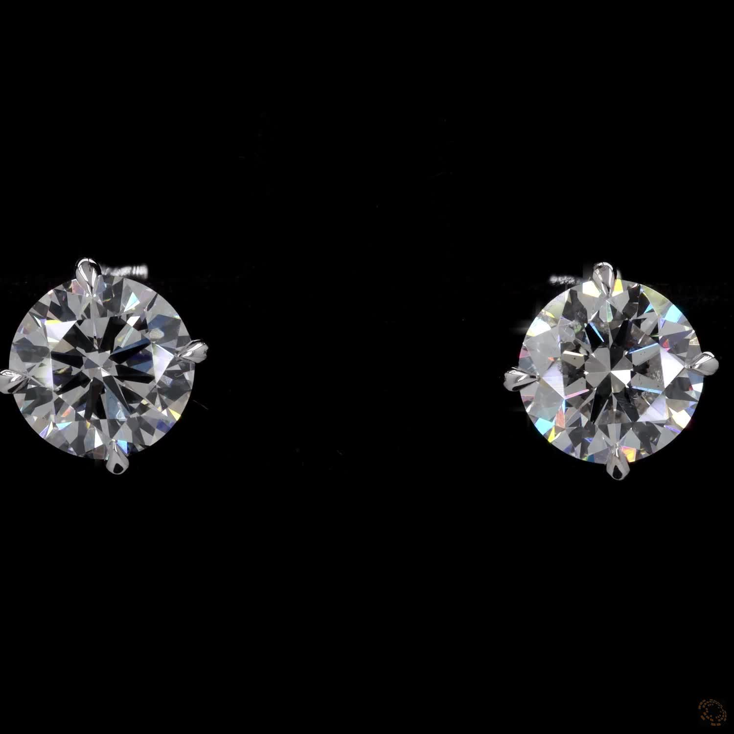 1.50 Ct Solid 14K White Gold Round Brilliant Cut Diamond Stud Earrings – Classic 4-Prong Claw Solitaire Studs