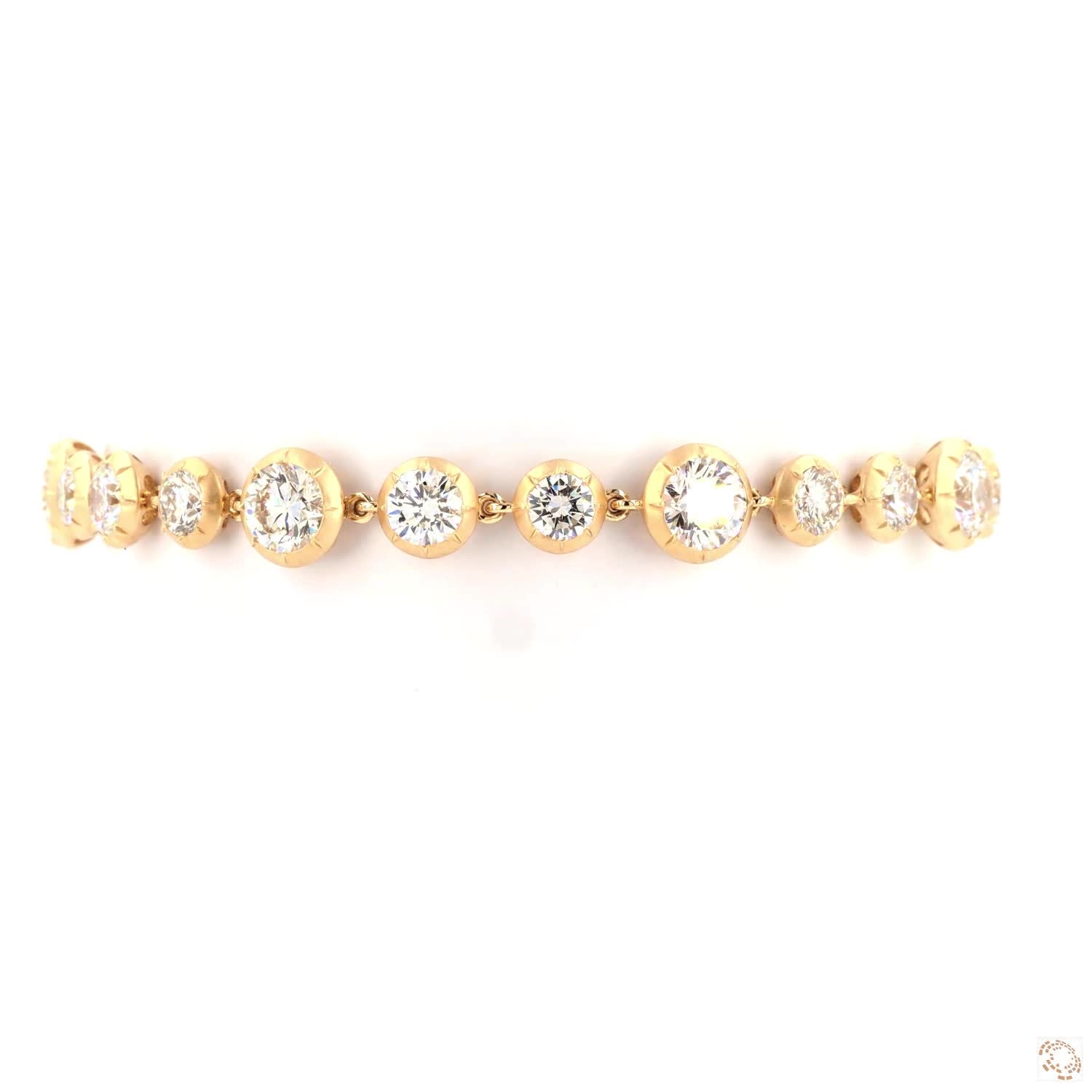 9.30 Ct Yellow Gold Graduated Diamond Bezel Bracelet