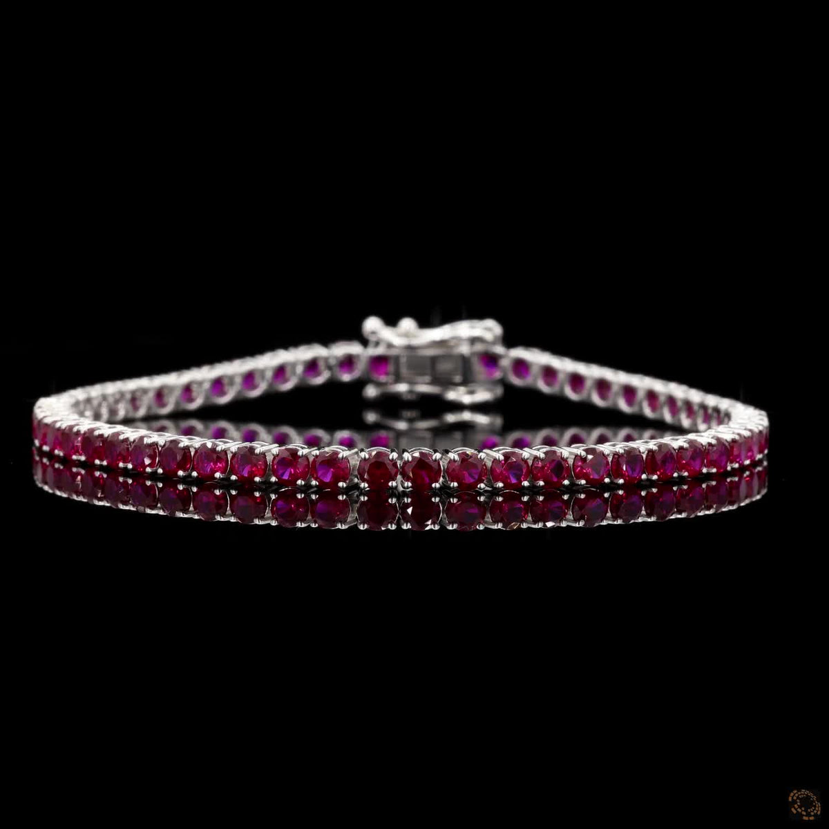5.76 Ct Round Ruby Tennis Bracelet | White Gold Genuine Ruby Line Bracelet
