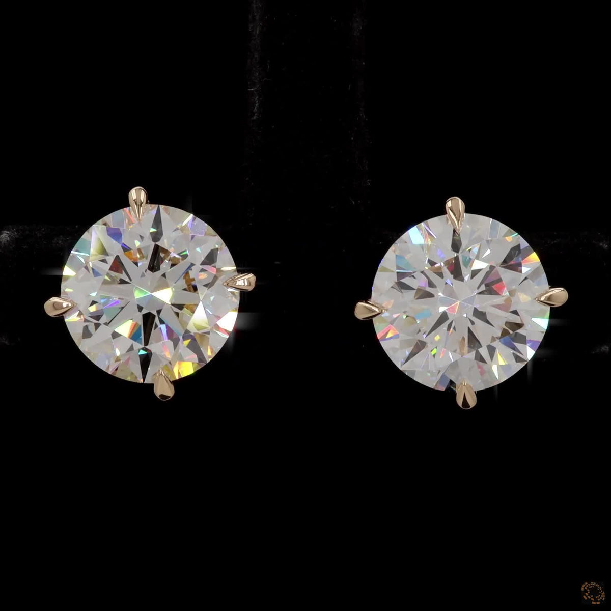 6.08 Ct Round solitaire diamond studs, yellow gold diamond stud earrings, classic round diamond earrings, 4-prong diamond studs yellow gold, brilliant cut diamond studs