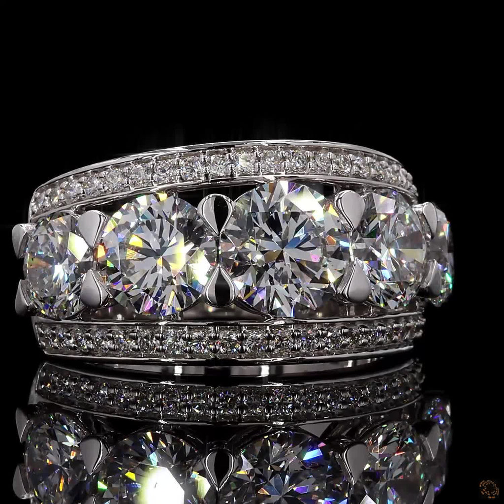 4.00 Ct Round Brilliant Cut Triple Row Eternity Wedding Ring