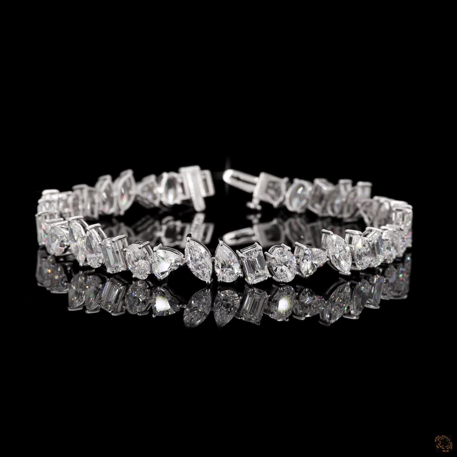 12.77Ct Alternating Mixed Fancy Cut Diamond Tennis Bracelet