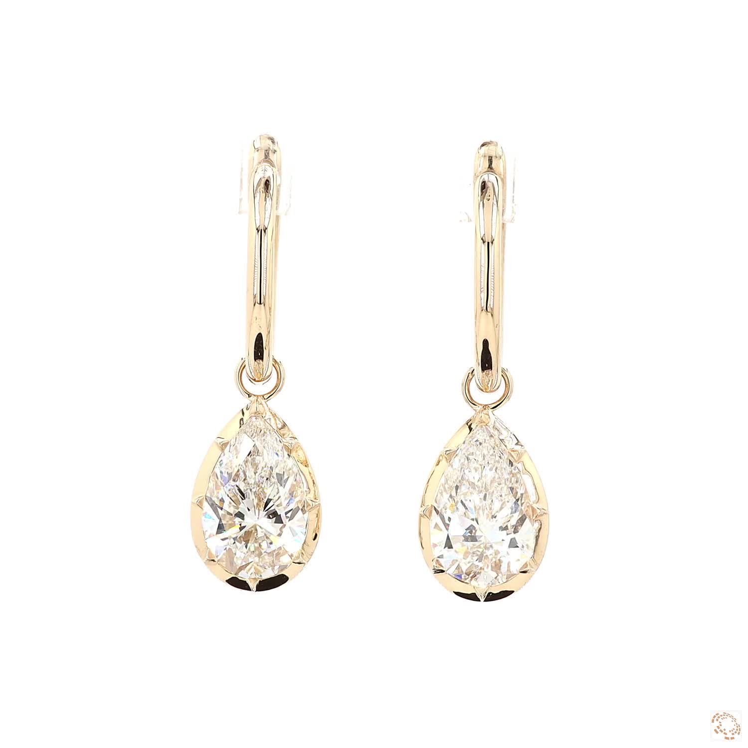 5.02 Ct Luxury Pear Cut Georgian Earring | Everyday Gold Hoop Earrings | Gift for Her