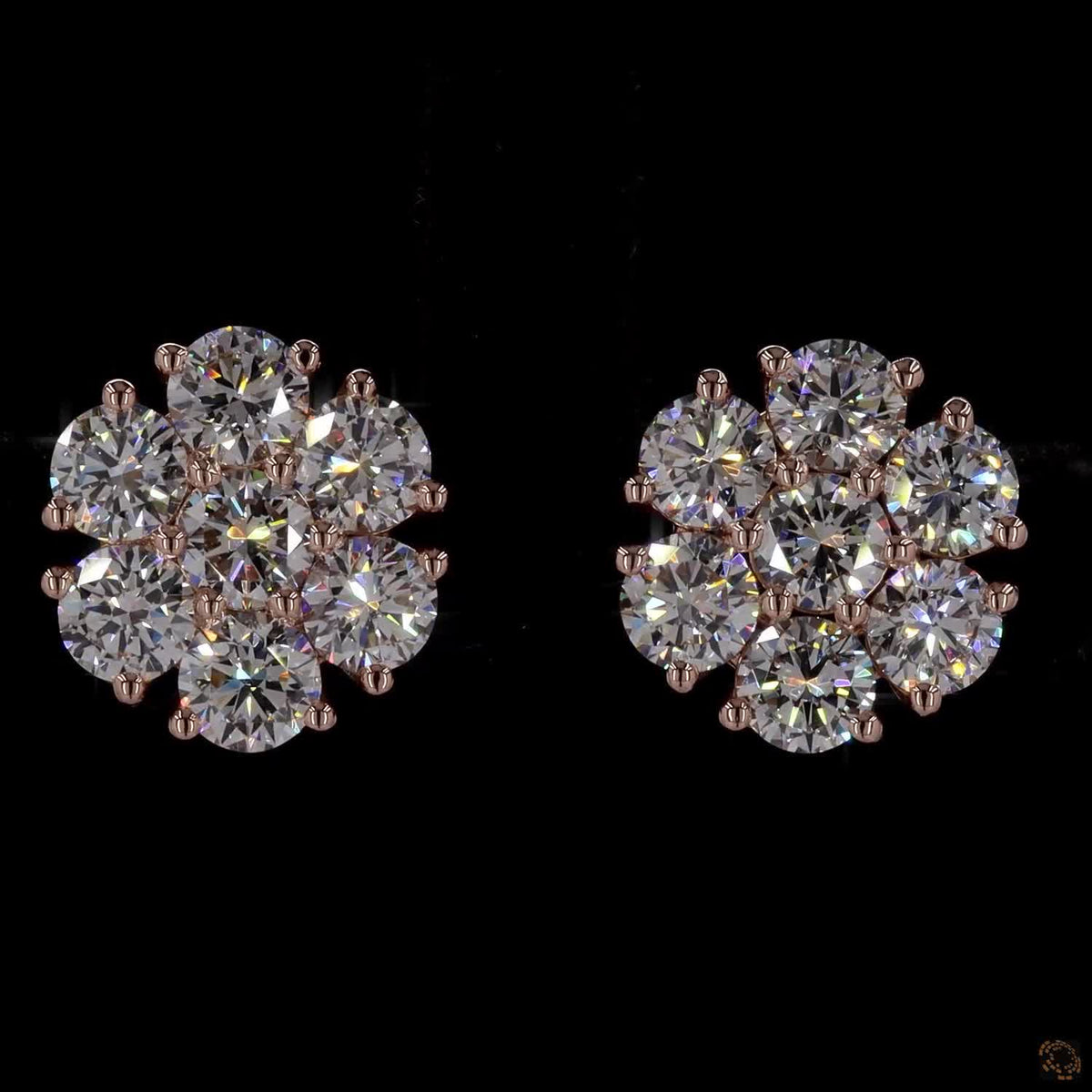 3.08 Ct Round Brilliant Cut Central diamond encircled by a halo of round accent diamonds