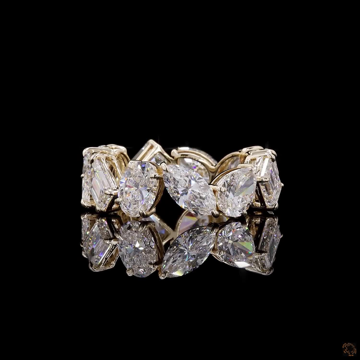 7.18 Ct Prong Set / Shared Prong: Crucial differentiator from the bezel style, targeting buyers looking for maximum diamond exposure and sparkle.