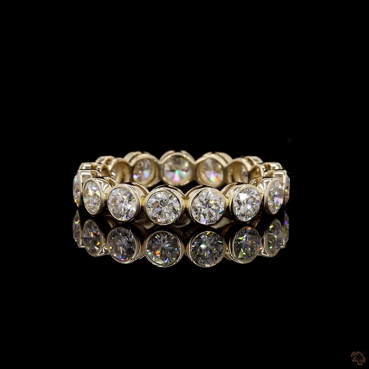 2.79 Ct Round Cut Diamond Bezel Eternity Band – 14KYellow Gold Floating Bezel Wedding Ring