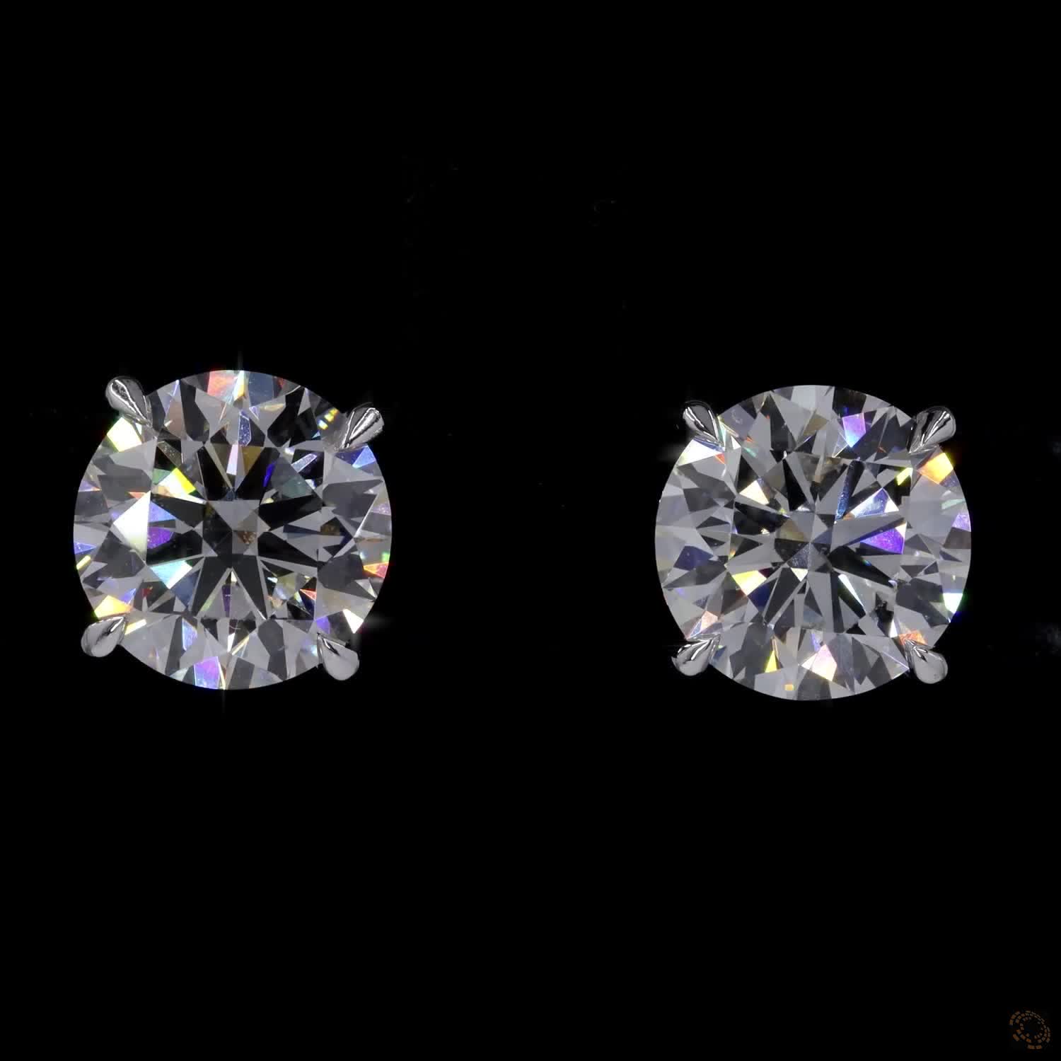 5.03 Ct Diamond Solitaire Stud Earrings, High-Polish 14K White Gold Compass Prongs for Women