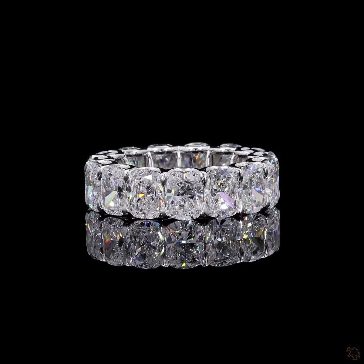 10.62 Ct Cushion Cut Diamond Eternity Band in White Gold