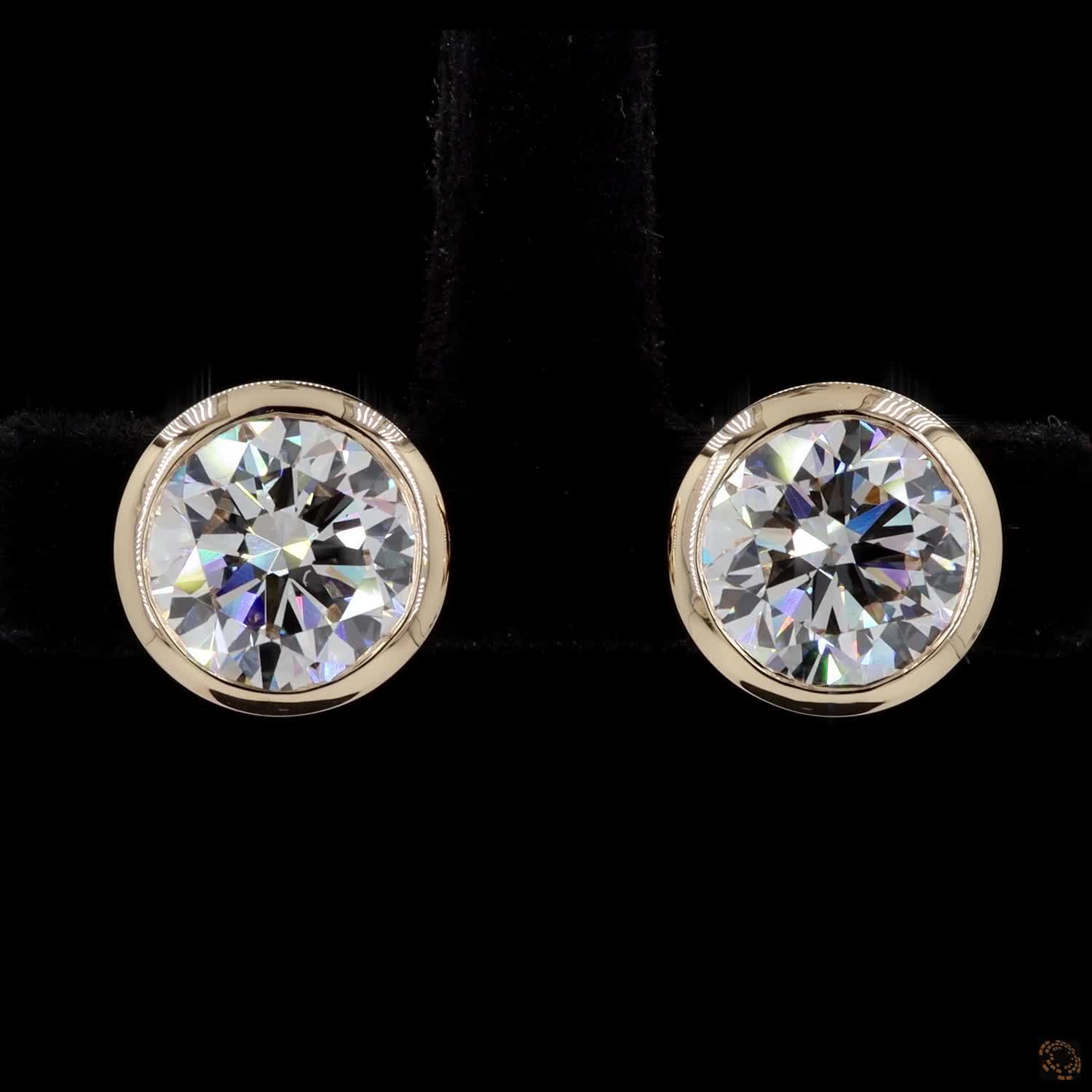 5.09 Ct 14K Yellow GOLD Round Shape Studs Earring
