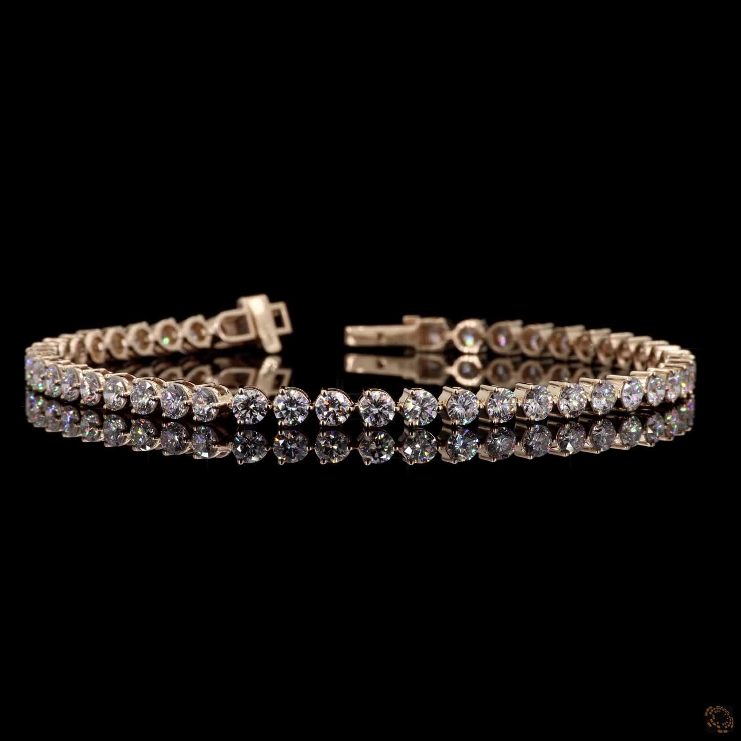 5.22 Ct Round Cut Diamond 4-Prong Line Bracelet in Yellow Gold