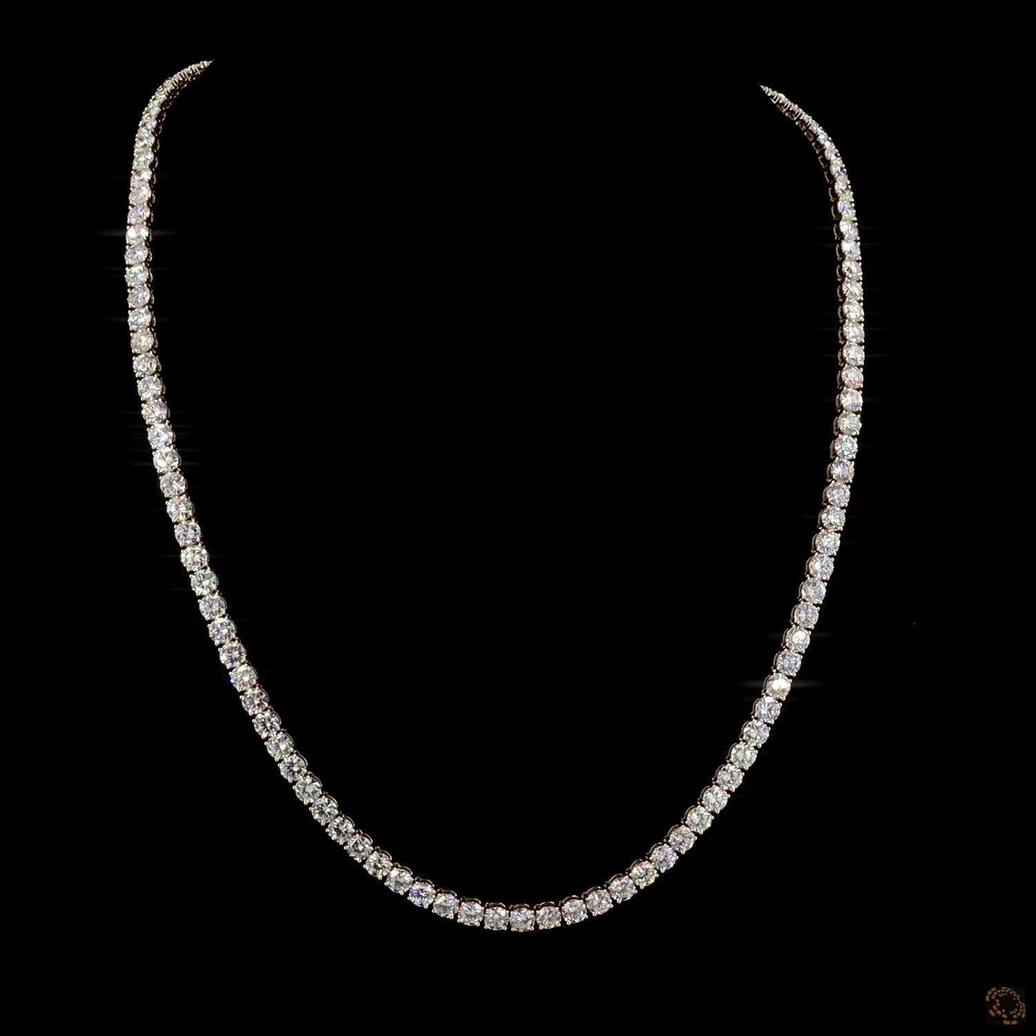 45.14 Ct Round Lab-Grown Diamond Tennis Choker Chain in Rose Gold