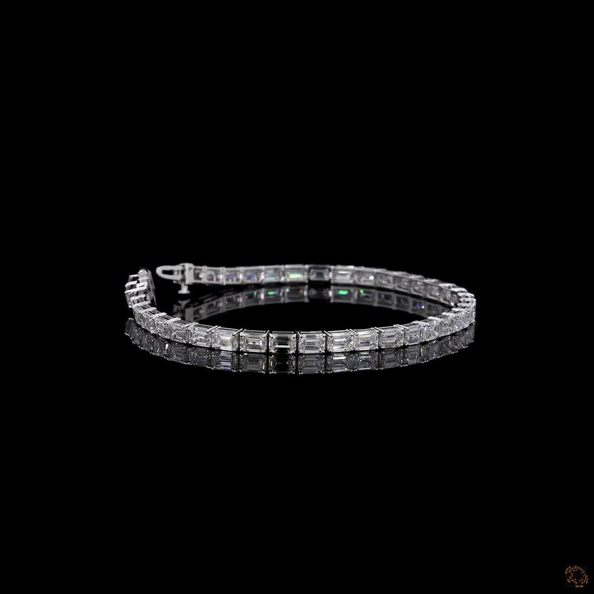 12.74 Ct Modern Bar-Set Emerald-Cut Diamond Tennis Bracelet in 14K White Gold