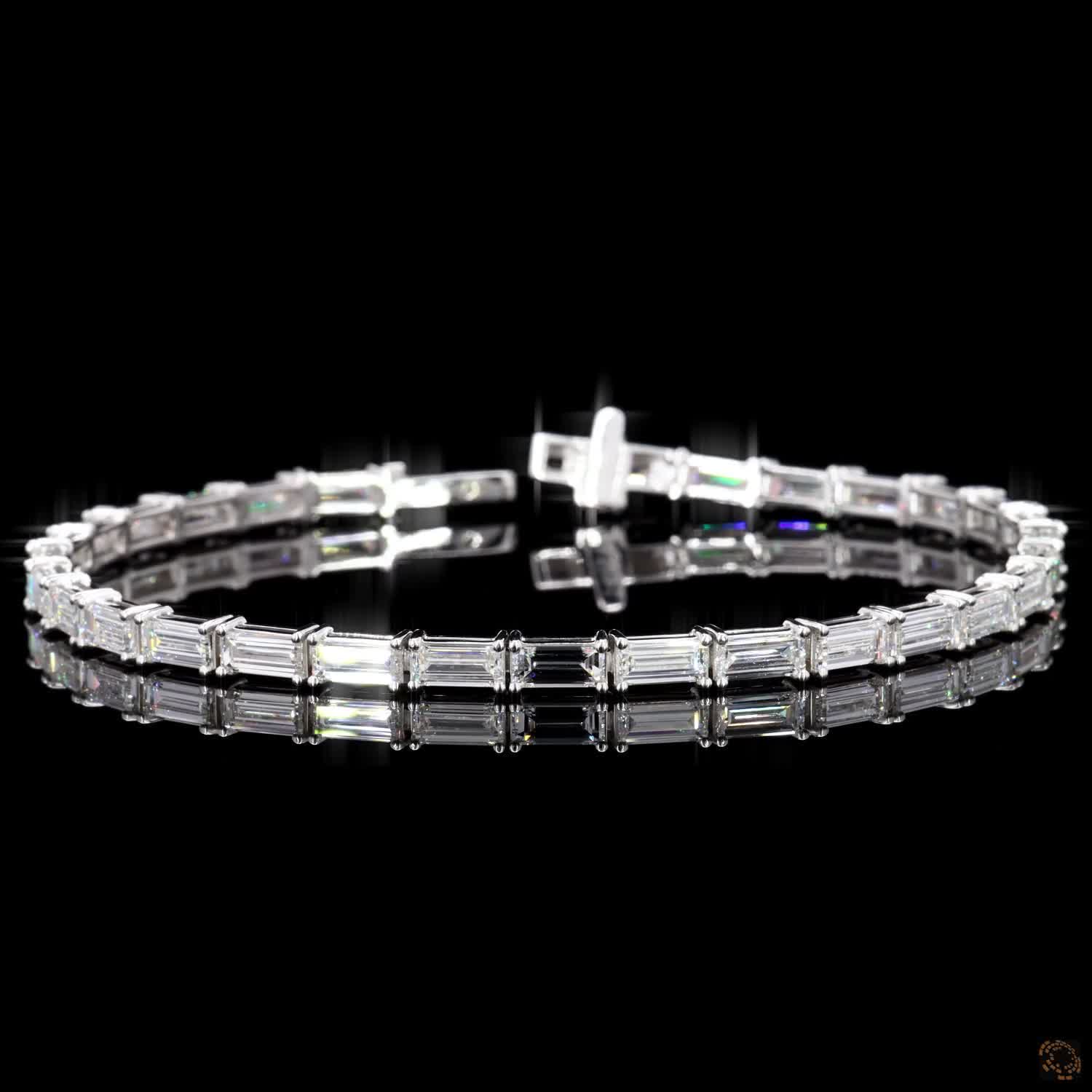 7.00Ct Baguette Diamond Tennis Bracelet Lab Grown Diamond