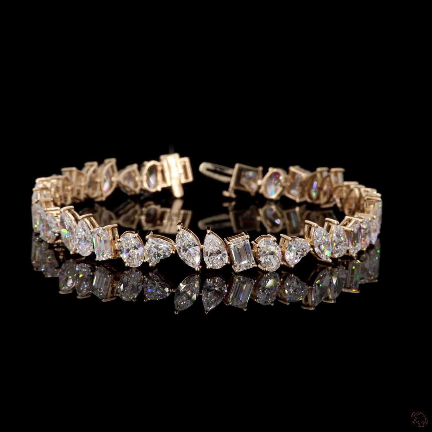 12.65 Ct Mixed-Shape / Fancy-Cut Tennis Bracelet multi-shape cluster sequence