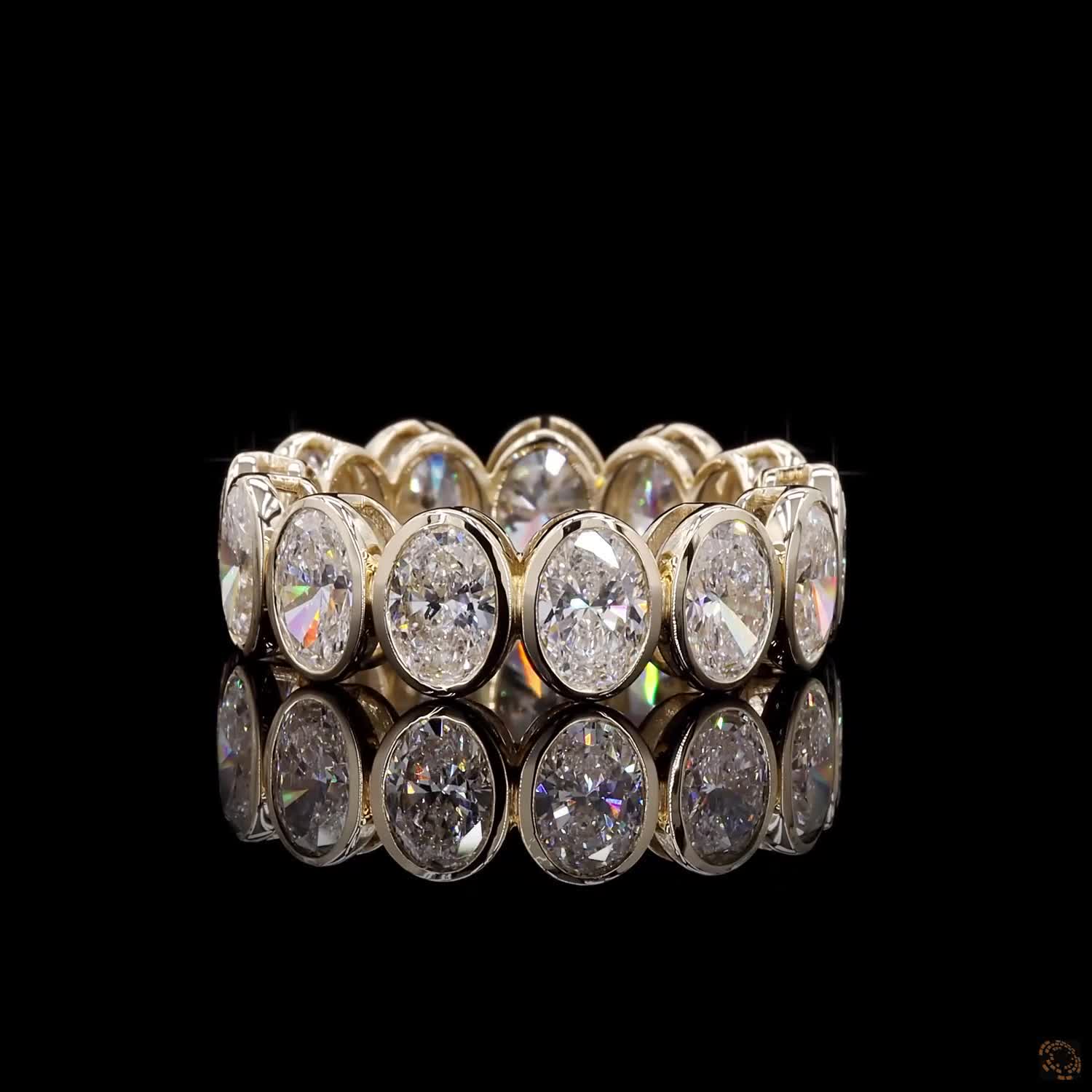 6.82 Ct Oval Diamond Wedding Band for Women | Bezel Set Lab Grown Diamond Eternity Ring