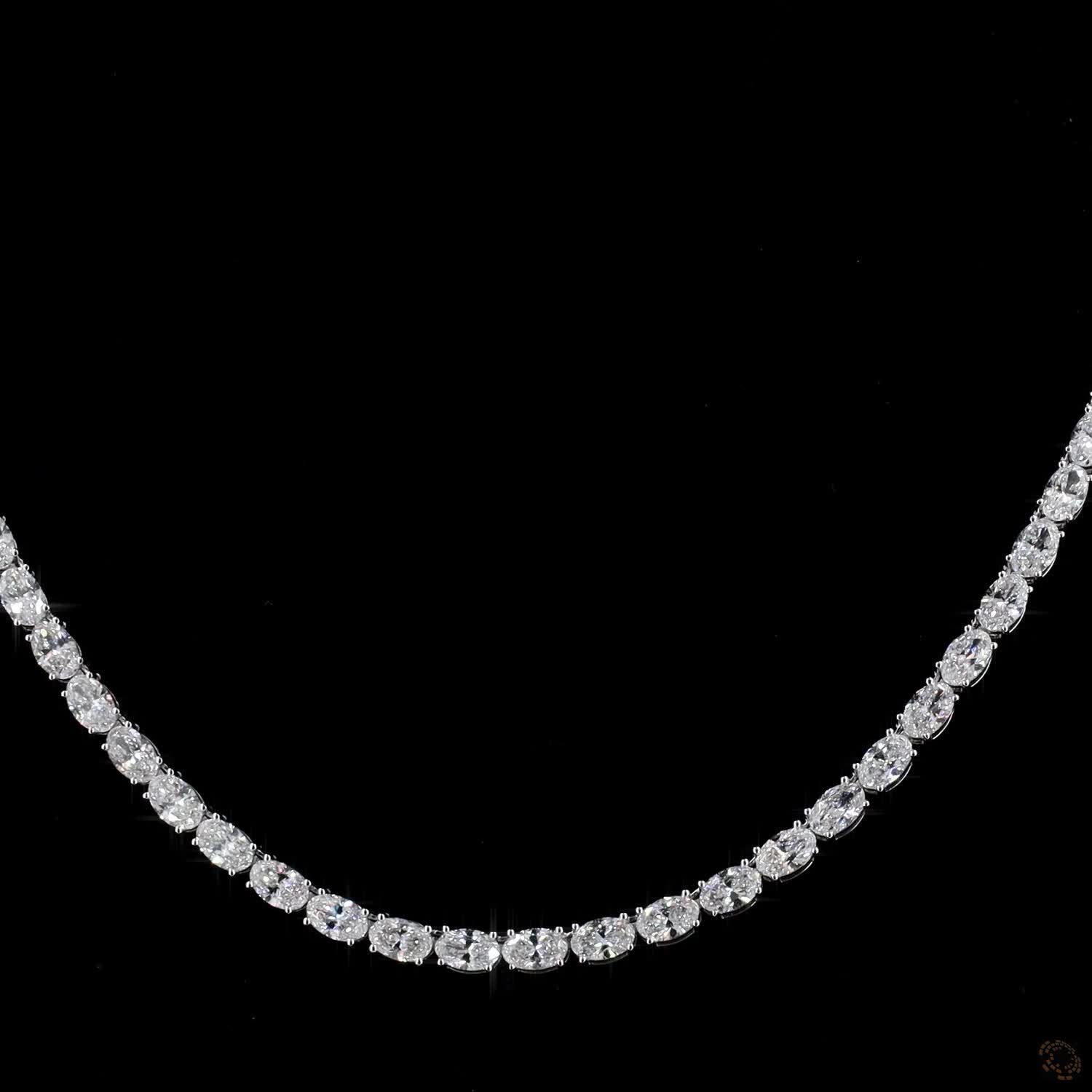 20.94 Ct Interlocking sequence of oval cut diamonds adds texture, visual interest, and multi-dimensional brilliance