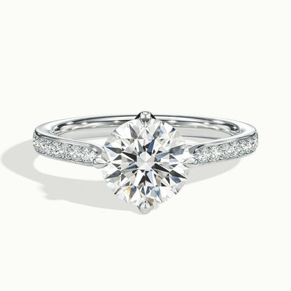2.20 Ct In Round Bardot Scallop Engagement Ring
