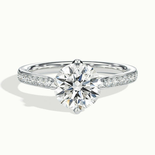 2.20 Ct In Round Bardot Scallop Engagement Ring