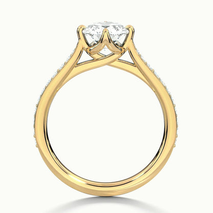 2.20 Ct In Round Bardot Scallop Engagement Ring
