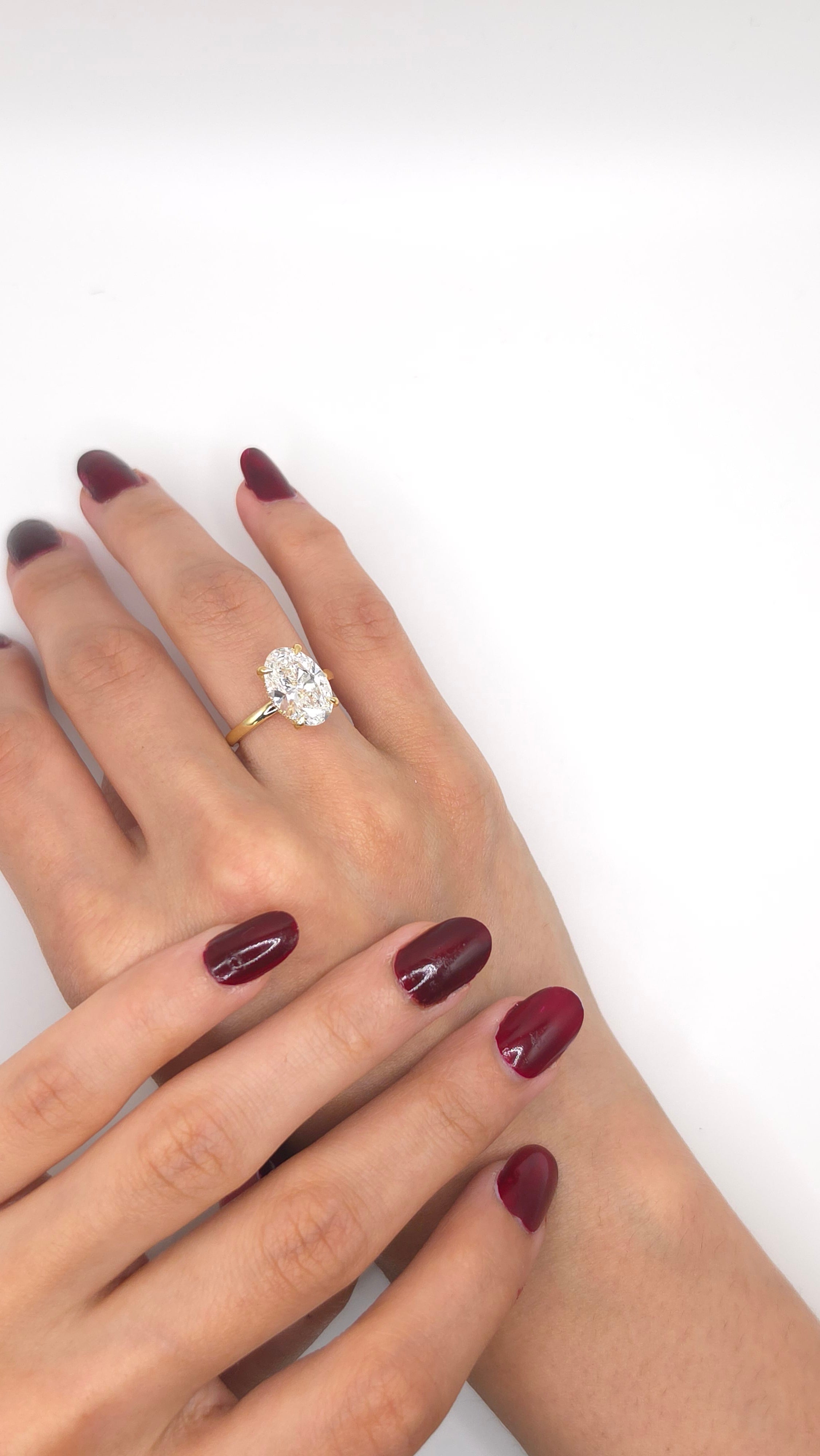 3.69 Ct Oval Cut Hidden Halo Solitaire Engagement Ring in 18K Yellow Gold | Lab Grown Diamond Ring | Minimalist Bridal Ring | Anniversary Gift