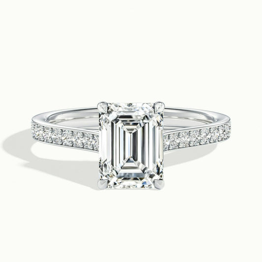 2.30 Ct In Emerald Bardot Scallop Engagement Ring