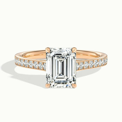 2.30 Ct In Emerald Bardot Scallop Engagement Ring
