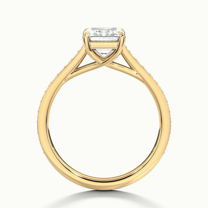 2.30 Ct In Emerald Bardot Scallop Engagement Ring