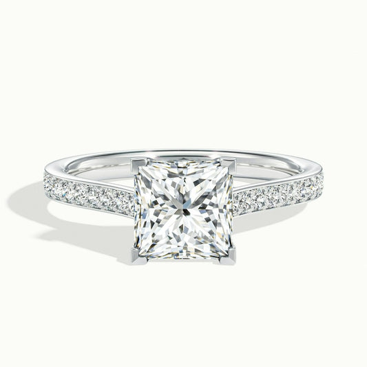 2.30 Ct In Princess Bardot Scallop Engagement Ring